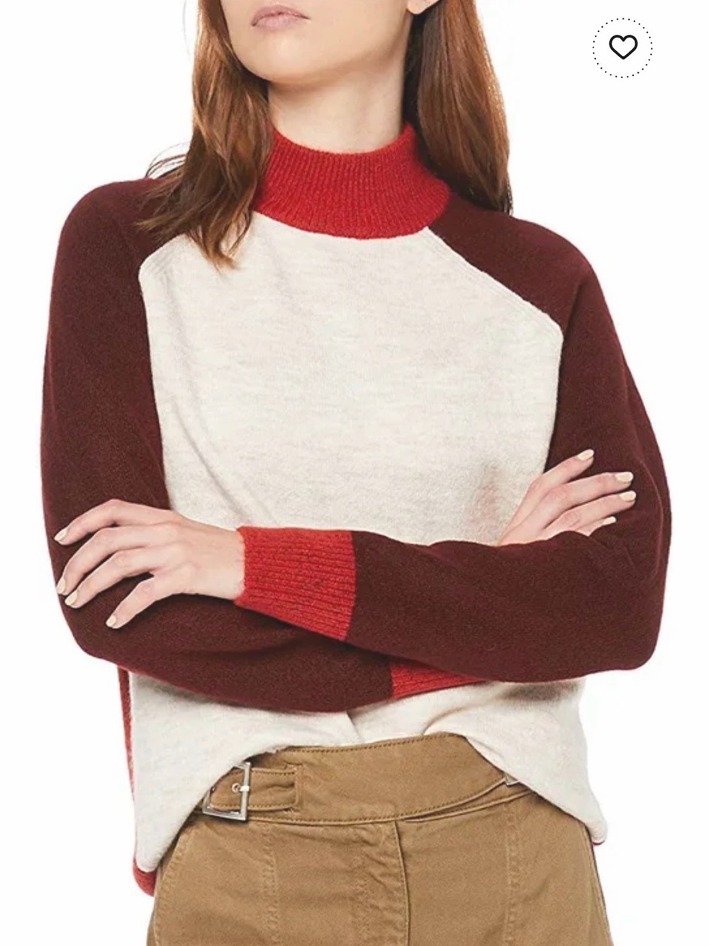 Maeve Anthropologie The Carys Mock Neck Sweater Size M Women Preppy Pullover
